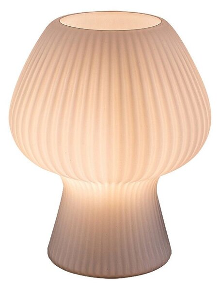 Rabalux Bílá stolní lampa Vinelle se žebrovaným skleněným stínítkem pro žárovku E14 74023