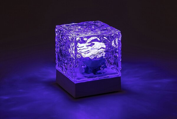 Rabalux Průhledná designová LED RGB stolní lampa Cubiko na baterie s DO 76022