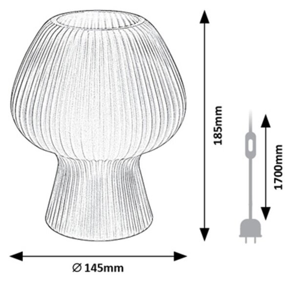Rabalux Bílá stolní lampa Vinelle se žebrovaným skleněným stínítkem pro žárovku E14 74023