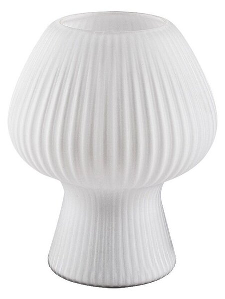 Rabalux Bílá stolní lampa Vinelle se žebrovaným skleněným stínítkem pro žárovku E14 74023