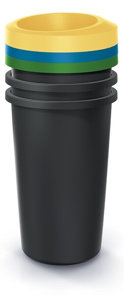 Set košů na tříděný odpad, kulaté, 3 x 25 l, barevná