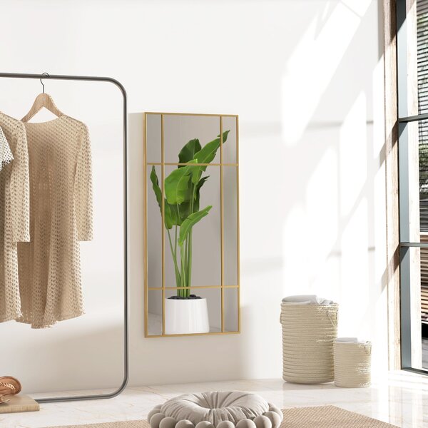 Zrcadlo HOMCOM 110 x 50 cm Dekorativní zrcadlo s kovovým rámem, obdélníkové zrcadlo do ložnice, koupelny | Aosom
