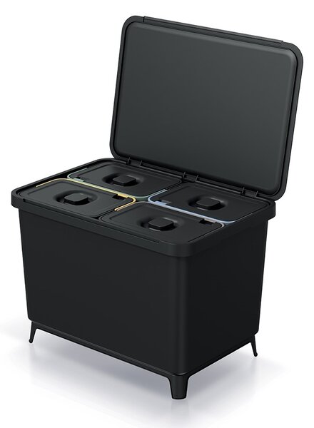 Odpadkový koš, 4 x 10 l, černá