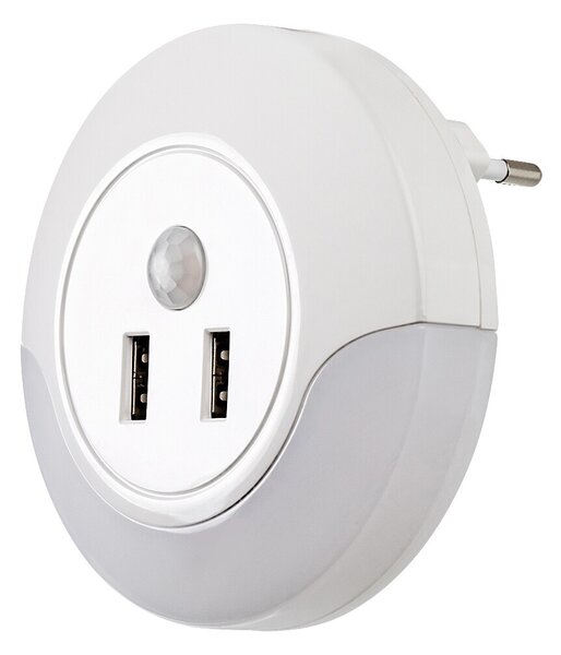 Rabalux Kulaté LED noční světlo s pohybovým čidlem a USB výstupy Dembo 13,9W 76012