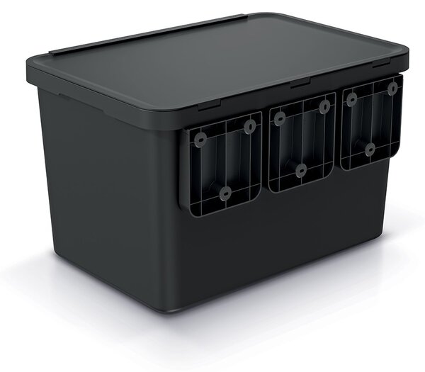 Odpadkový koš, 4 x 10 l, černá