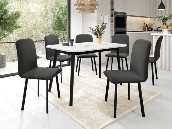 Rozkládací stůl Grazpen S 130x80 se 6 židlemi Lekoz, Barva dřeva: dub craft zlatý + černá, Potah: Amor Velvet 4311 5903211306037