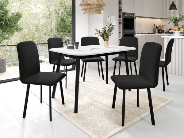 Rozkládací stůl Grazpen S 130x80 se 6 židlemi Lekoz, Barva dřeva: dub craft zlatý + černá, Potah: Amor Velvet 4311 5903211306037
