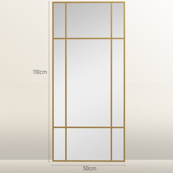 Zrcadlo HOMCOM 110 x 50 cm Dekorativní zrcadlo s kovovým rámem, obdélníkové zrcadlo do ložnice, koupelny | Aosom