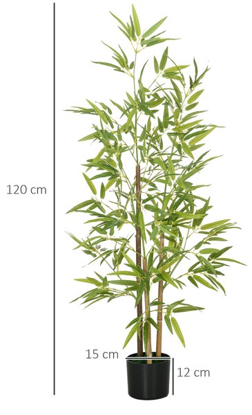 HOMCOM Sada 2 umělých rostlin z bambusu - Velké 120 cm, realistické umělé rostliny v květináči, umělý bambus s falešným mechem pro obývací pokoj, ložn