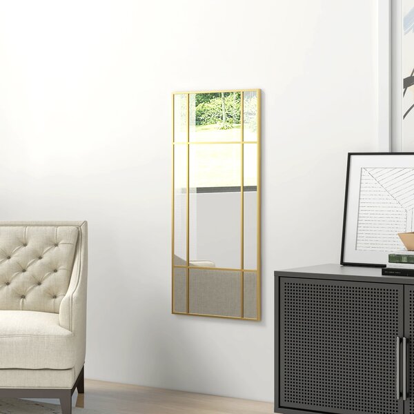 Zrcadlo HOMCOM 110 x 50 cm Dekorativní zrcadlo s kovovým rámem, obdélníkové zrcadlo do ložnice, koupelny | Aosom