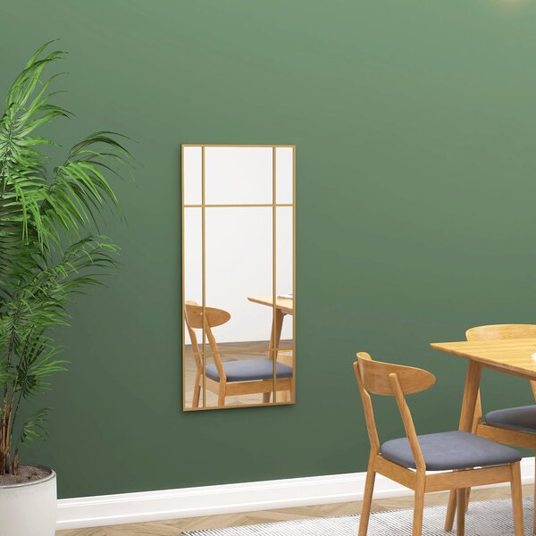 Zrcadlo HOMCOM 110 x 50 cm Dekorativní zrcadlo s kovovým rámem, obdélníkové zrcadlo do ložnice, koupelny | Aosom