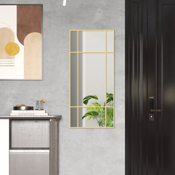 Zrcadlo HOMCOM 110 x 50 cm Dekorativní zrcadlo s kovovým rámem, obdélníkové zrcadlo do ložnice, koupelny | Aosom