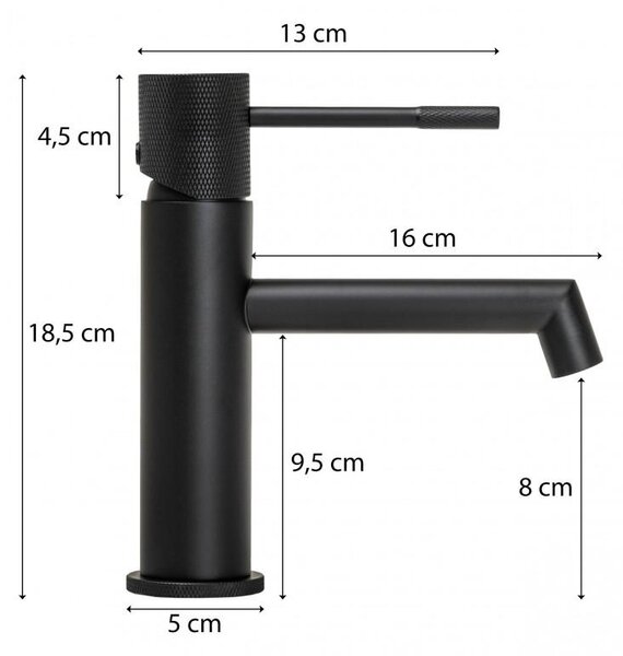 Erga Meri, umyvadlová baterie h-185, černá matná, ERG-YKA-BU.MERI-24-BLK