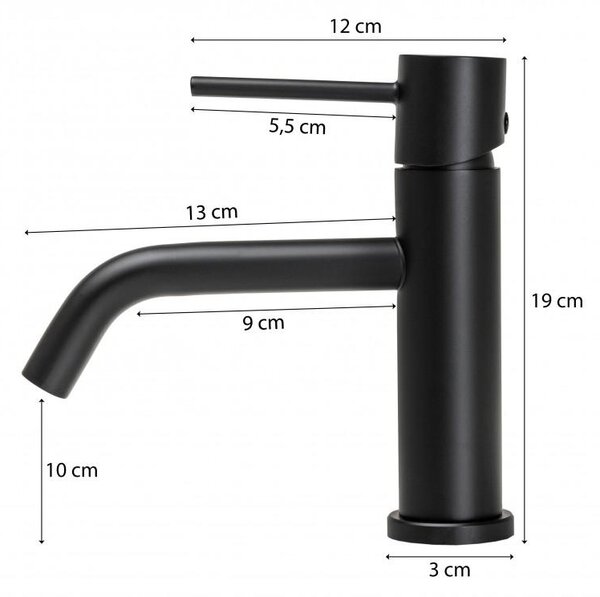 Erga Moli, umyvadlová baterie h-190, černá matná, ERG-YKA-BU.MOLI-24-BLK