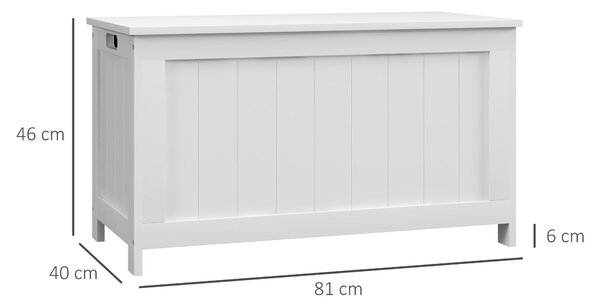 HOMCOM Box na hračky s víkem, úložný kufr, truhla na hračky, úložná krabice, lavička do chodby, ložnice, obývacího pokoje, 81 x 40 x 46 cm, Bílá | Aos