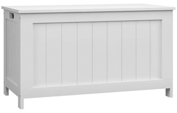 HOMCOM Box na hračky s víkem, úložný kufr, truhla na hračky, úložná krabice, lavička do chodby, ložnice, obývacího pokoje, 81 x 40 x 46 cm, Bílá | Aos
