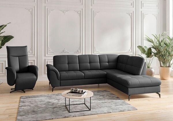 ROHOVÁ SEDAČKA, textil, kůže, černá Sit & More - Sedací soupravy, Online Only