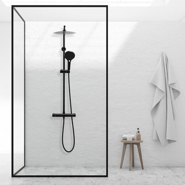 Erga Bergen Therm, sprchová souprava s termostatickou baterií a dešťovou hlavicí 25cm, černá matná, ERG-YKA-BP.BERGEN-THERM-25-BLK