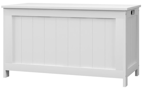 HOMCOM Box na hračky s víkem, úložný kufr, truhla na hračky, úložná krabice, lavička do chodby, ložnice, obývacího pokoje, 81 x 40 x 46 cm, Bílá | Aos