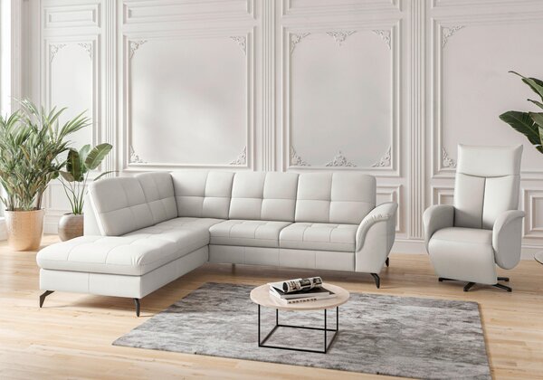 ROHOVÁ SEDAČKA, textil, kůže, bílá Sit & More - Sedací soupravy, Online Only