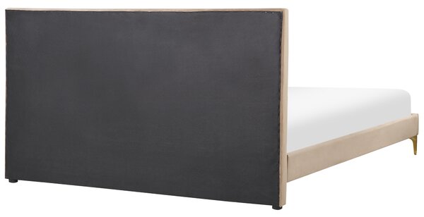 Postel Umělý samet LIMOUX 160 x 200 cm Taupe