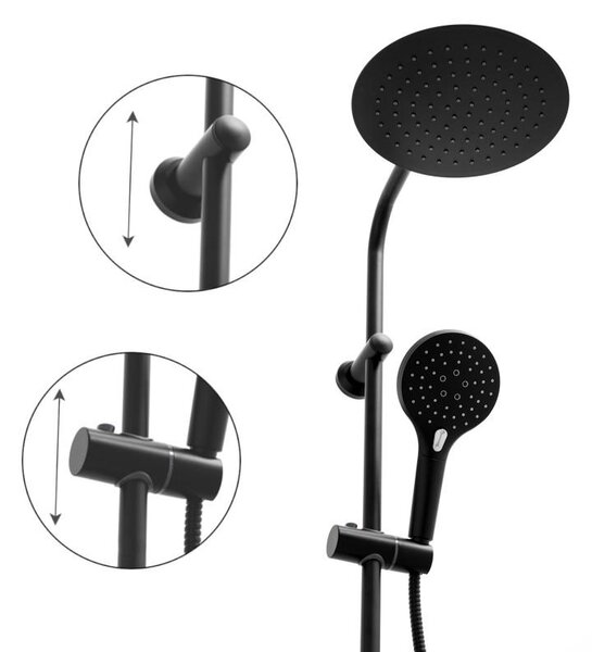 Erga Bergen Therm, sprchová souprava s termostatickou baterií a dešťovou hlavicí 25cm, černá matná, ERG-YKA-BP.BERGEN-THERM-25-BLK