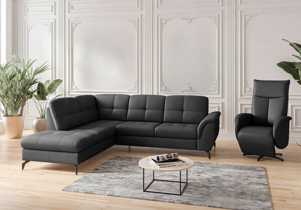 ROHOVÁ SEDAČKA, textil, kůže, černá Sit & More - Sedací soupravy, Online Only