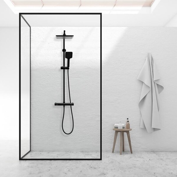 Erga Bodo Therm, sprchová souprava s termostatickou baterií a dešťovou hlavicí 23x23cm, černá matná, ERG-YKA-BP.BODO-THERM-23-BLK