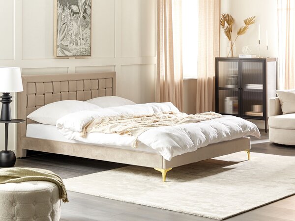 Postel Umělý samet LIMOUX 160 x 200 cm Taupe