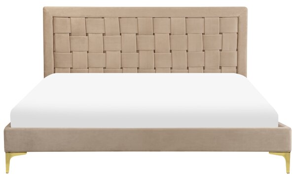 Postel Umělý samet LIMOUX 160 x 200 cm Taupe