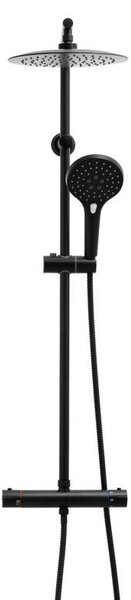 Erga Bergen Therm, sprchová souprava s termostatickou baterií a dešťovou hlavicí 25cm, černá matná, ERG-YKA-BP.BERGEN-THERM-25-BLK