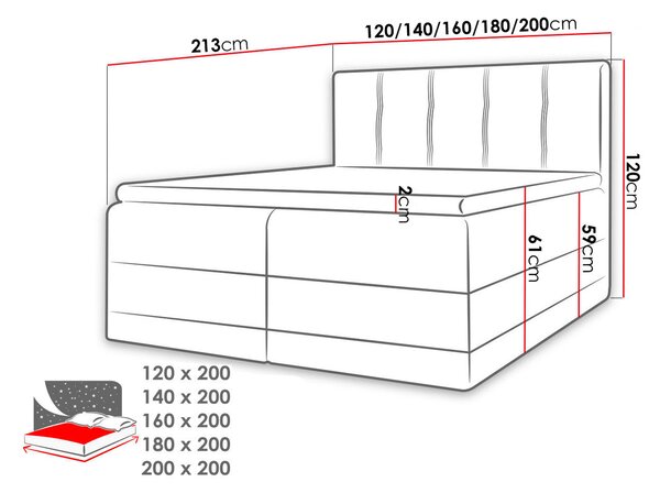 Manželská postel 180 cm Ork (šedá)