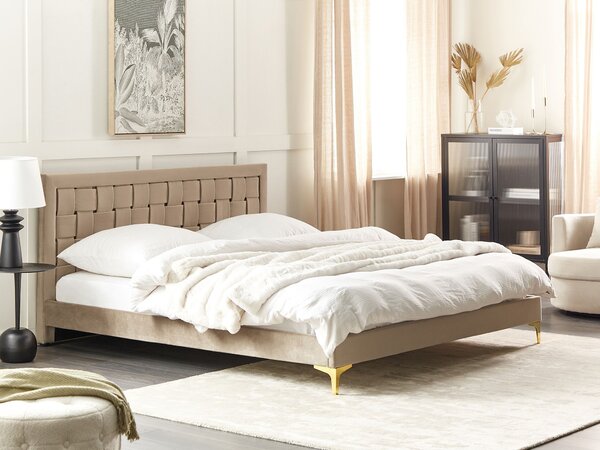 Postel Umělý samet LIMOUX 180 x 200 cm Taupe