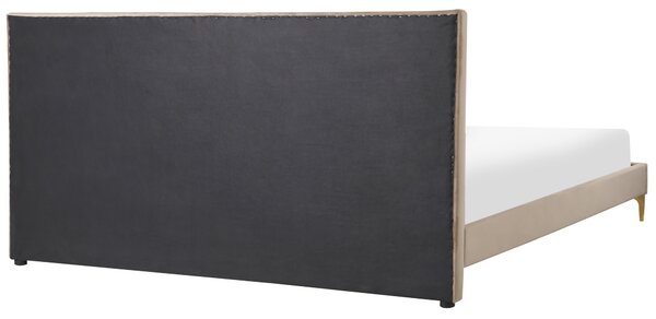 Postel Umělý samet LIMOUX 180 x 200 cm Taupe