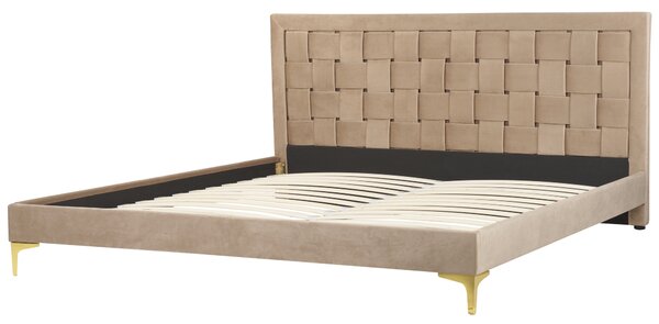 Postel Umělý samet LIMOUX 180 x 200 cm Taupe