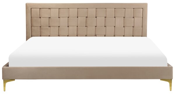 Postel Umělý samet LIMOUX 180 x 200 cm Taupe