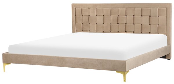 Sametová postel 180 x 200 cm béžová LIMOUX