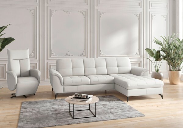 ROHOVÁ SEDAČKA, textil, kůže, bílá Sit & More - Sedací soupravy, Online Only