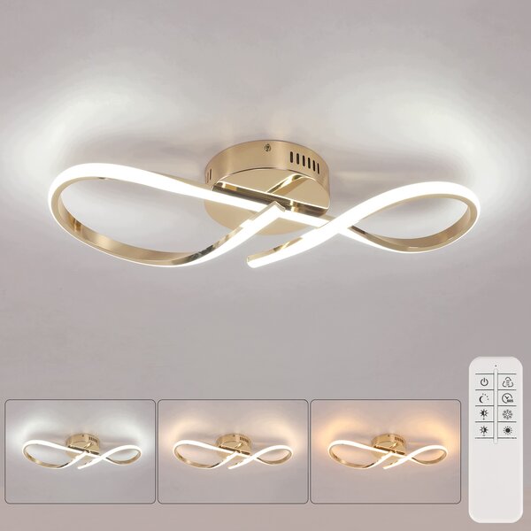 Stropní LED lampa lustr zlatá s dálkovým ovládáním moderní do ložnice 24W