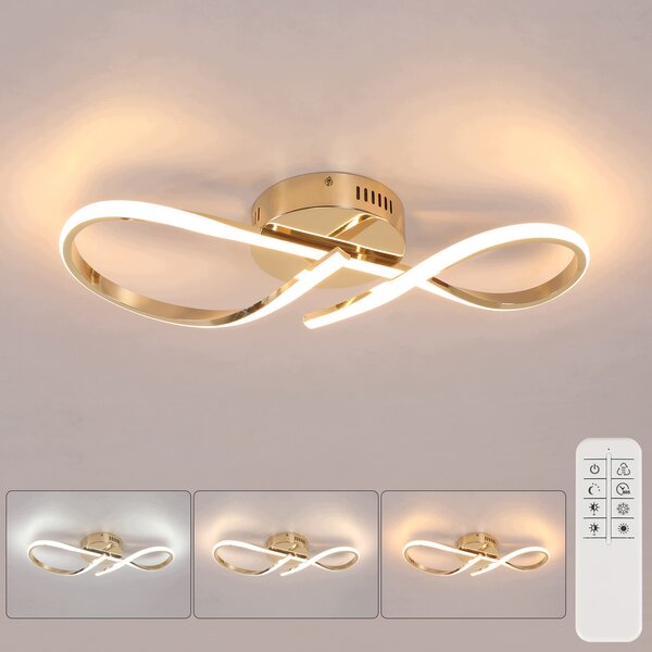 Stropní LED lampa lustr zlatá s dálkovým ovládáním moderní do ložnice 24W