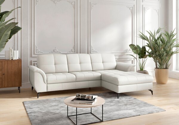 ROHOVÁ SEDAČKA, textil, kůže, bílá Sit & More - Sedací soupravy, Online Only
