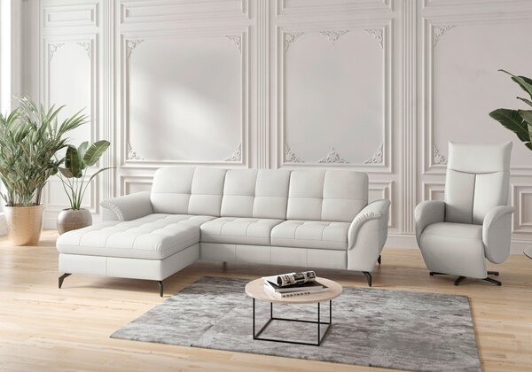 ROHOVÁ SEDAČKA, textil, kůže, bílá Sit & More - Sedací soupravy, Online Only