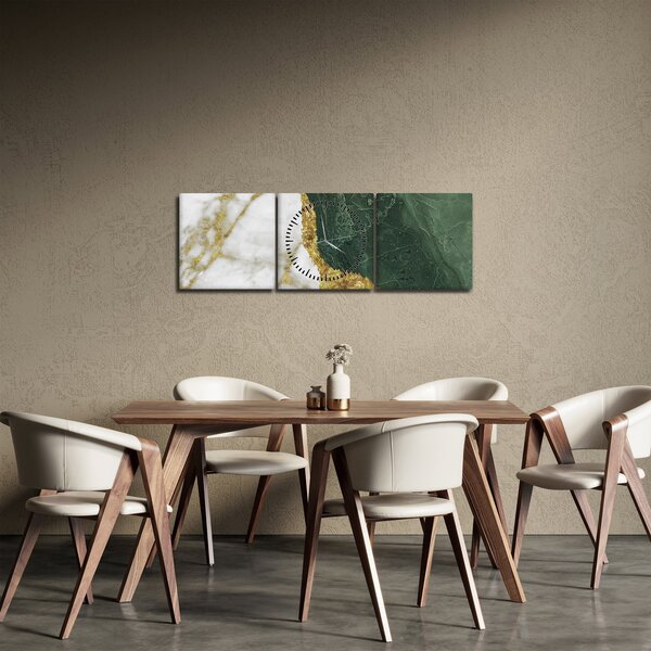 Obraz - Zelený mramor N⁰3 (s hodinami) (90x30 cm)