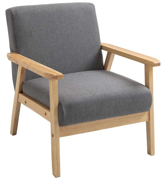 Křeslo HOMCOM do obývacího pokoje, lounge křeslo s dřevěnými nohami, relaxační křeslo s látkovým potahem | Aosom