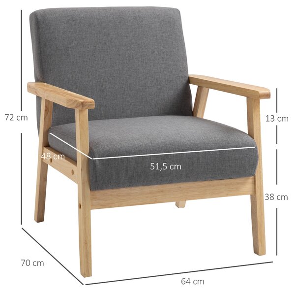 Křeslo HOMCOM do obývacího pokoje, lounge křeslo s dřevěnými nohami, relaxační křeslo s látkovým potahem | Aosom