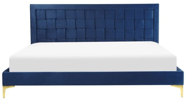 Postel Umělý samet LIMOUX 180 x 200 cm Námořnická modrá