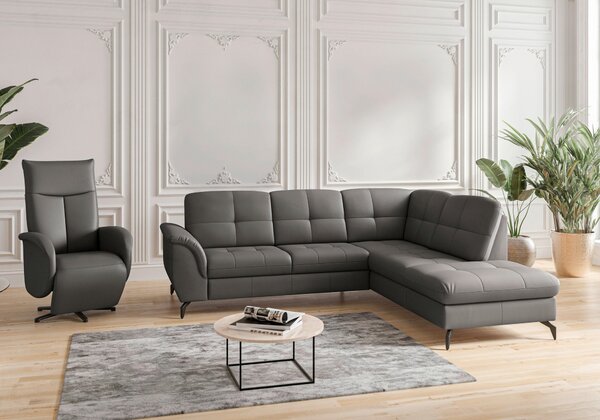 ROHOVÁ SEDAČKA, textil, kůže, mokka Sit & More - Sedací soupravy, Online Only