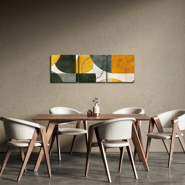 Obraz - Abstrakce v olivové barvě (s hodinami) (90x30 cm)