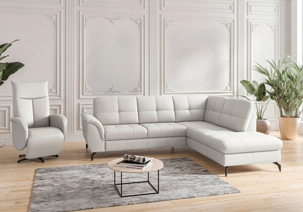 ROHOVÁ SEDAČKA, textil, kůže, bílá Sit & More - Sedací soupravy, Online Only