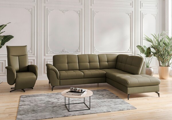 ROHOVÁ SEDAČKA, textil, kůže, olivově zelená Sit & More - Sedací soupravy, Online Only